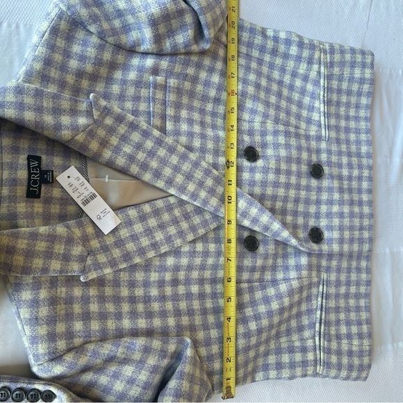 J.Crew Cropped double breasted blazer in Size 14 Heather Grey Purple Plaid - Picture 9 of 14